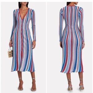 Misa Los Angeles Rafael Striped Long Sleeve Midi Dress